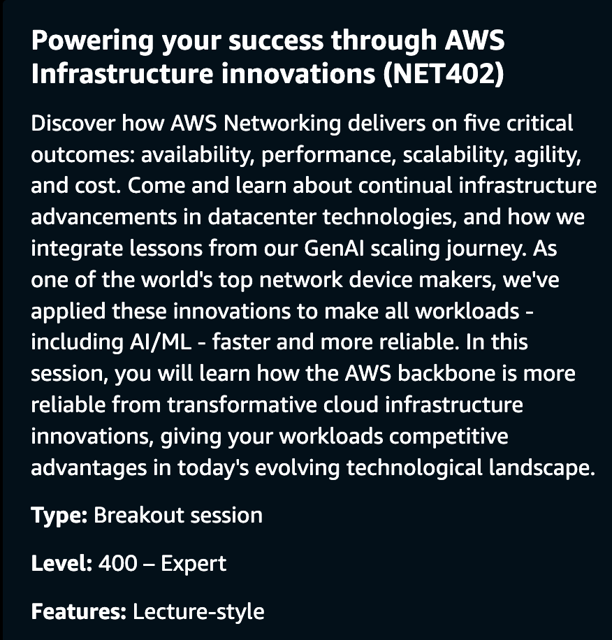 Register: Powering your success through AWS Infrastructure innovations (NET402)